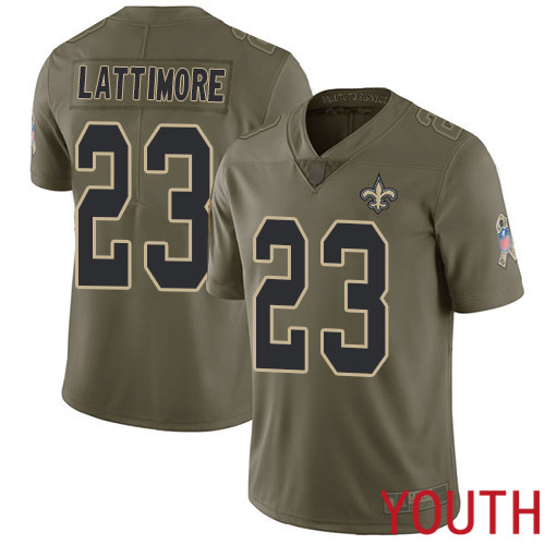 New Orleans Saints Limited Olive Youth Marshon Lattimore Jersey NFL Football #23 2017 Salute to Service Jersey->women nfl jersey->Women Jersey